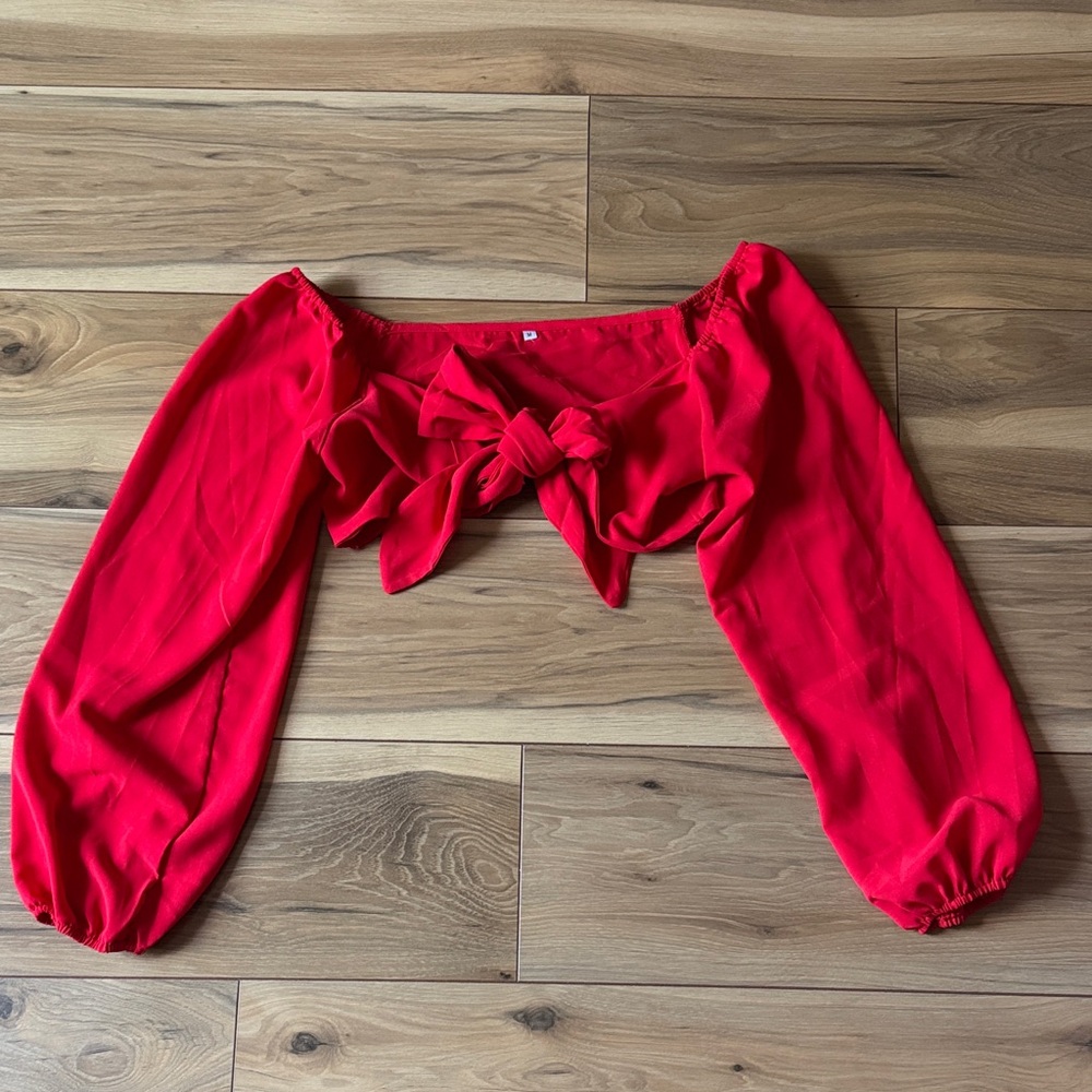 Vibrant Red Bow-Tie Crop Top